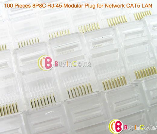 100 Pieces 8P8C RJ 45 Modular Plug for Network CAT5 LAN  
