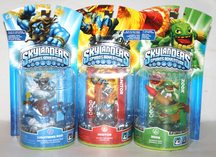 Skylanders LIGHTNING ROD IGNITOR ZOOK LOT 3 figures MIB *NEW IN HAND 