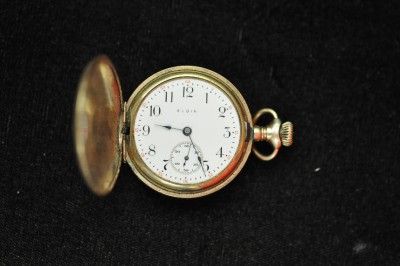 VINTAGE 0S ELGIN HUNTING CASE POCKETWATCH KEEPING TIME  