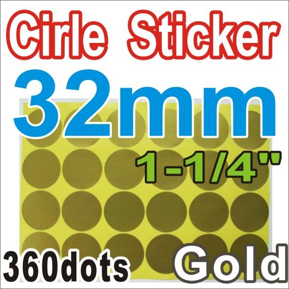 GOLD Labels Sticker Circle Round Color 32mm 1 1/4 inch  