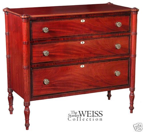 SWC Fine Inlaid Mahogany Federal Chest, RI, c.1810  