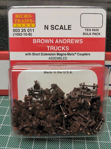   Trains Line Andrews (1052) Trucks w/Short Extension Couplers 10 Pair