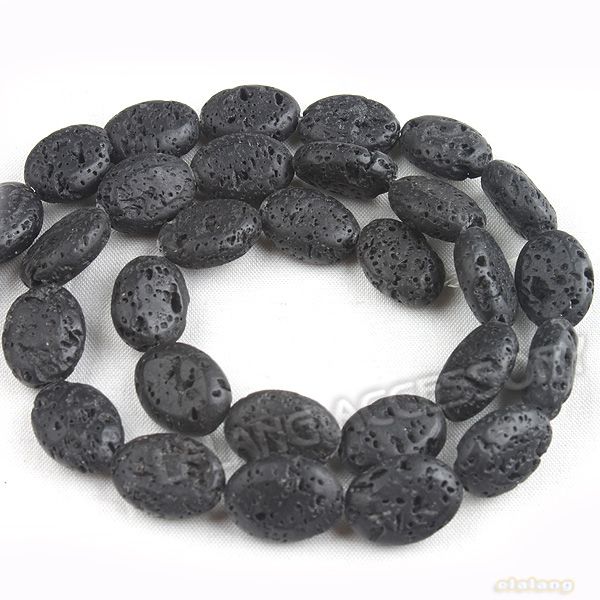 6strings Black Volcano Lava Flatback Beads 13mm 110909  