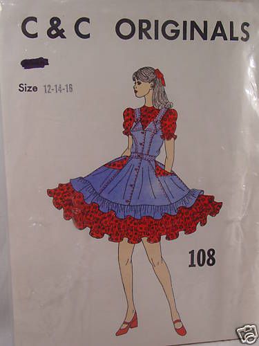 PATTERN Vintage C&C ORIGINAL SQUAREDANCE DRESS Sz 12 16  