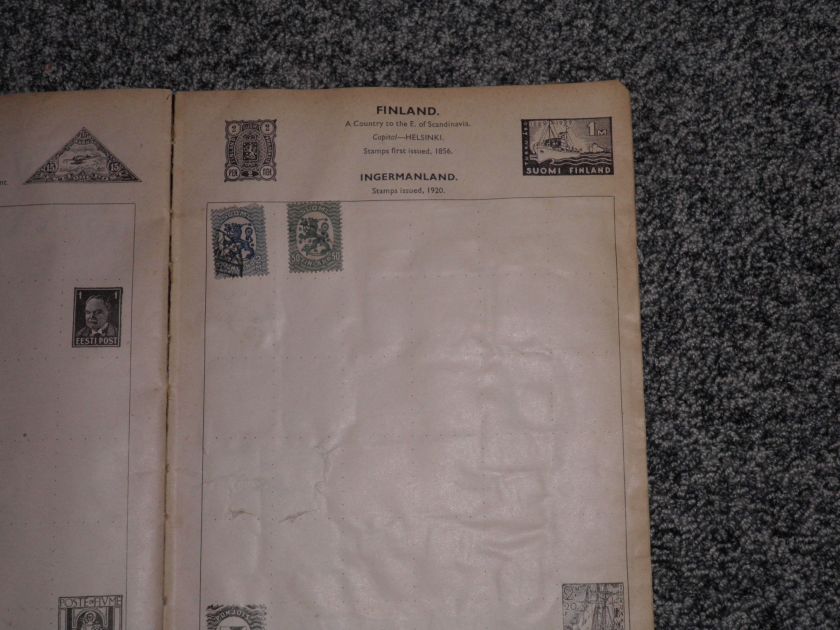 L89   A OLD IMPROVED POSTAGE STAMP ALBUM WITH EARLY MID ALL WORLD 