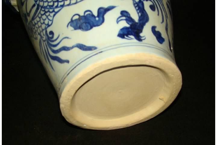 Rare Chinese Yuan Blue And White Porcelain Dragon Vase  