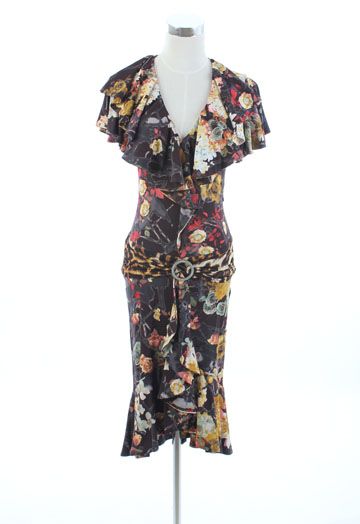 1475 JUST CAVALLI ROMANTIC FLORAL DRESS IT40 NWT  