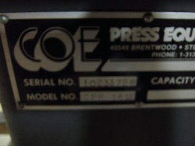 Coe CPR 1512 Motorized Uncoiler   Excellent   