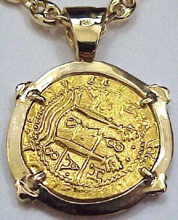 Pirate Eight Escudo Coin Custom 14K Bezel Not Atocha  