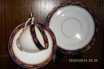 Vintage Standard Bone China Trio 1764 Blue Gilt Rust GC  