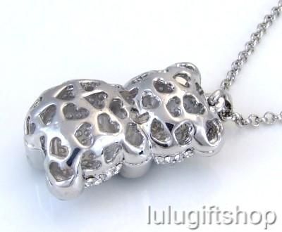 WHITE GOLD PLATED PANDA NECKLACE USE SWAROVSKI CRYSTALS  