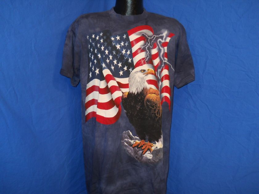 vintage 90S AMERICAN FLAG BALD EAGLE TYE DYE THE MOUNTAIN PATRIOTIC t 