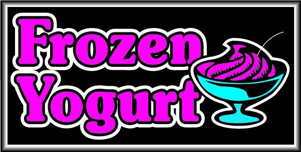 NEW FROZEN YOGURT BRIGHT ELECTRIC WINDOW 15 X 30 SIGN  