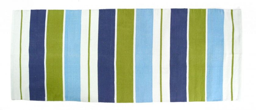 STRIPED 100% COTTON YOGA PRACTICE MAT BLUE AND GREEN RETAIL OVER $60 