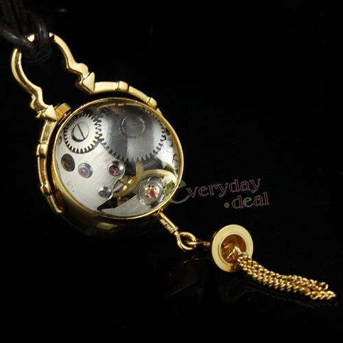 Unique Gold Ball Glass Pendant Lady Pocket Watch Chain  