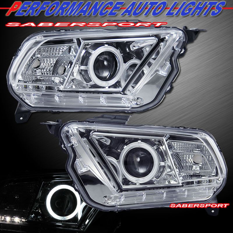 2010 2012 FORD MUSTANG PROJECTOR HEADLIGHTS W/ CCFL HALO RIM (HALOGEN 