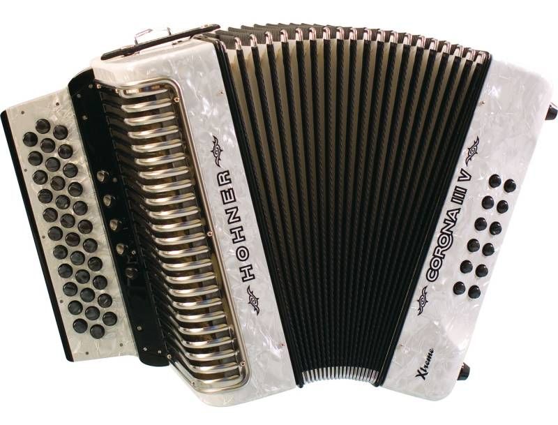 Hohner Corona IIIV Xtreme 34 Button Accordion,GCF/ SOL,Pearl White 