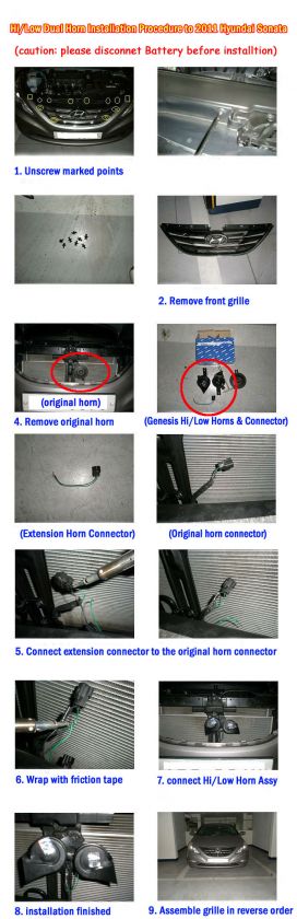 2011 2012 Hyundai Sonata Elantra Forte Sportage Hi & Low Dual Horn 