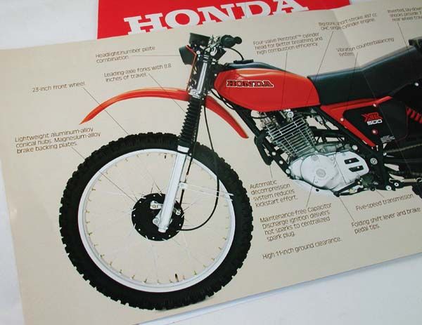   XR500 XR 500 4 PANEL GENUINE VINTAGE FULL COLOR SALES BROCHURE  