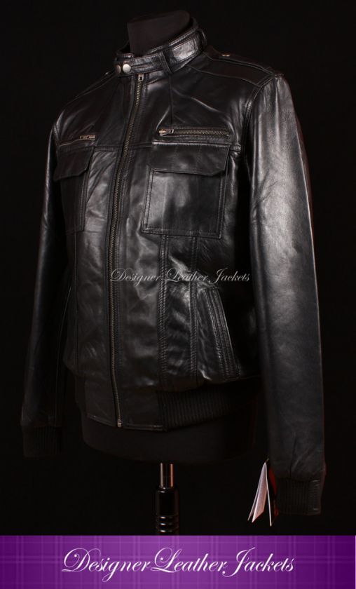 Mens BANSHEE Black Jet Fighter Pilot Leather Jacket  