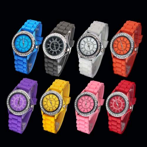 Classic Gel Silicone Crystal Men Lady Jelly Watch Gifts Stylish 