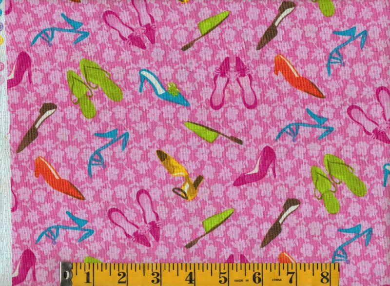 GIRL STUFF, SHOES, Cotton Fabric, BTY, #291  