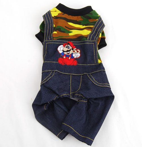 Camouflage Shirt Jeans Overalls Jumpsuit Dog Clothes XS S M L XL 