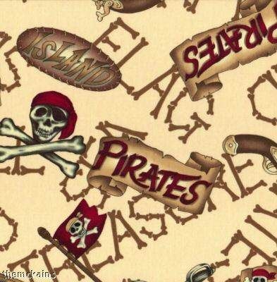 PIRATE WORDS Fabric~TREASURE ISLAND~Hoffman~TAN~1/2 YD  