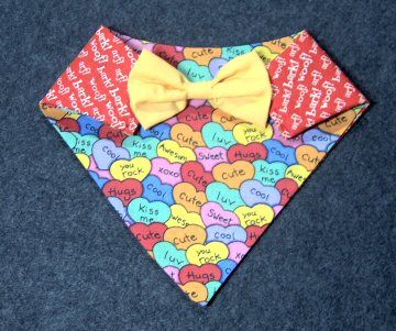 Conversation HEARTS / Woof Bowtie Quickerchief custom  