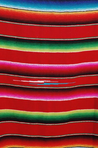 Vtg Mexican Serape Blanket Southwestern Indian Navajo Rainbow Hippie 