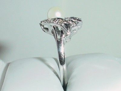 14K VINTAGE PEARL DIAMOND RING   SIZE 7.75   LB249  