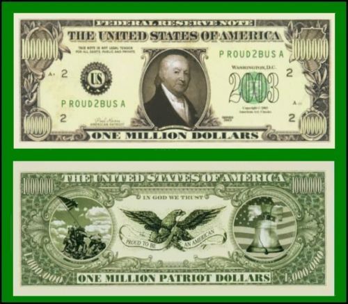 Factory Fresh Paul Revere Million Dollar Bills  