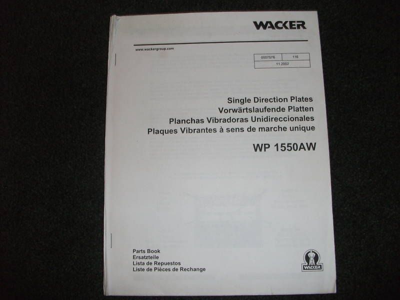 Wacker WP 1550AW single direction plates Parts manual  