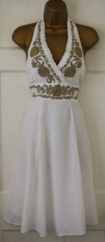 New Monsoon Stunning White Summer Sun Dress Sz6 16  