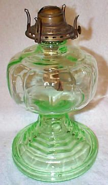 Green Depression Oil Lamp Nice Pattern  