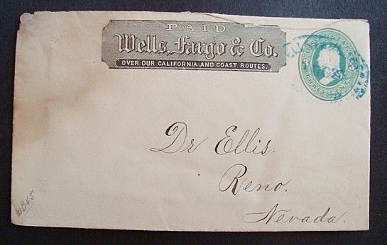 EARLY WELLS FARGO & COS EXPRESS COVER TO RENO, NV.  