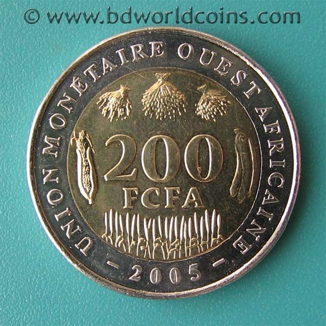 WEST AFRICAN STATES 2005 200 FRANCS 24.4mm BI METALLIC SEGMENTED 