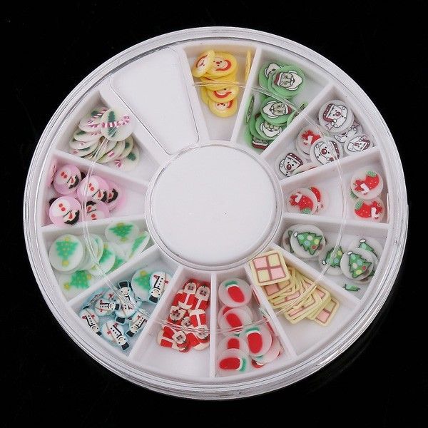   Art Decoration Tips UV Acrylic polymer clay slices Manicure Wheel X 2