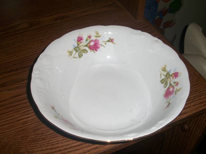 WAWEL CHINA CONSOLE BOWL LARGE ROSES POLAND CHINA 9 IN  