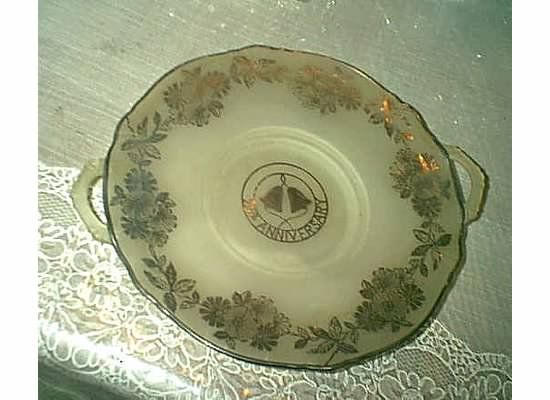 GORGEOUS 25th ANNIVERSARY SILVER FROST GLASS PLATE/BOWL  