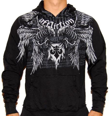 Affliction Birds of Prey Hoodie Sweatshirt Black NEW Size Large (L 