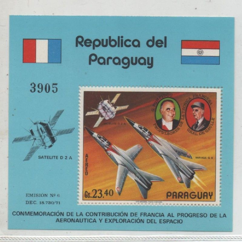 Paraguay stamp S/S MNH airplanes De Gaulle Mi bl 194  