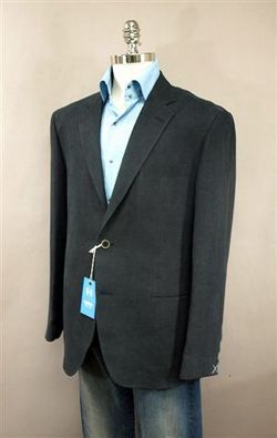 Luigi Baldo Italy Black Washed Linen Single Breast Blazer Jacket 44 R 