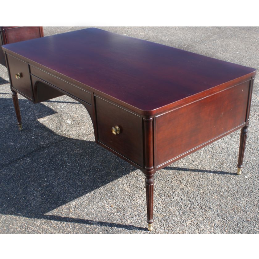 72 Vintage Regency R Way Cherry Wood Brass Desk  