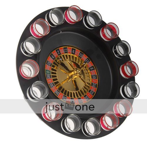 casino spin shot glass roulette drinking party game set  