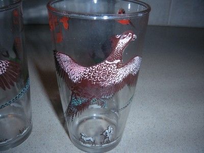 LOT OF 3 VINTAGE PHEASANT GAME HUNTING HUNTER GLASSES  