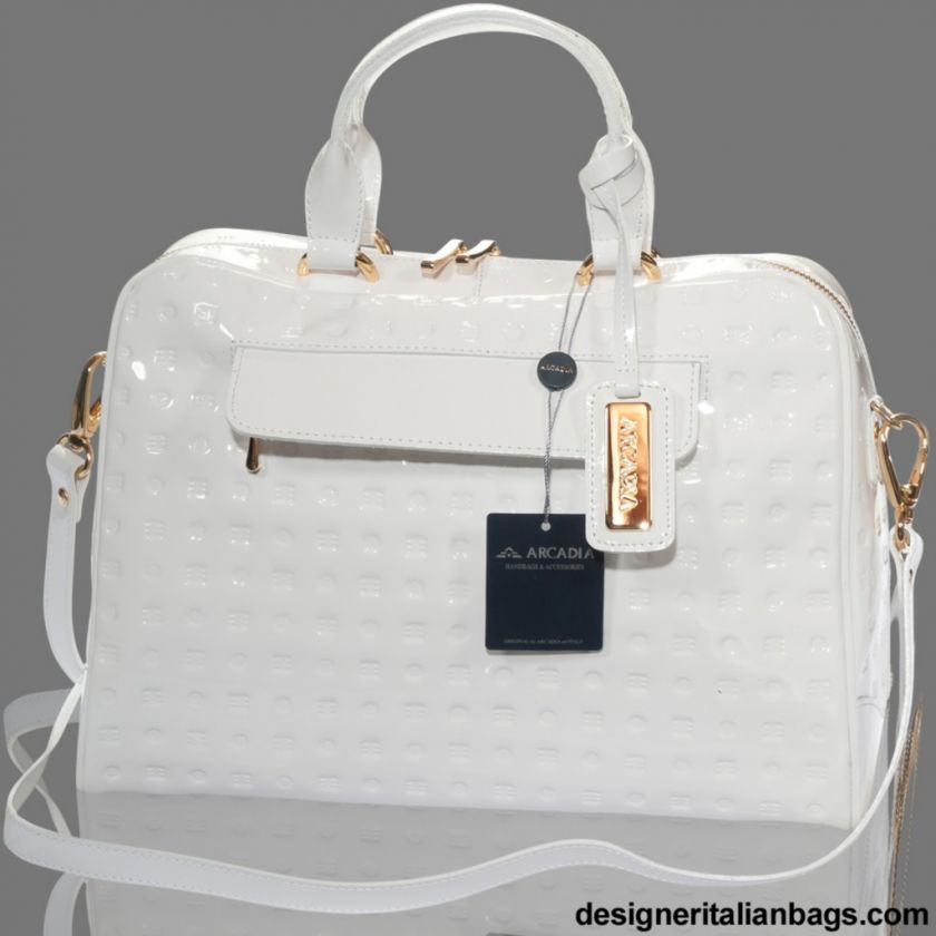   Italian DESIGNER WHITE MONONGRAM VERNIS LEATHER LARGE PURSE BAG  