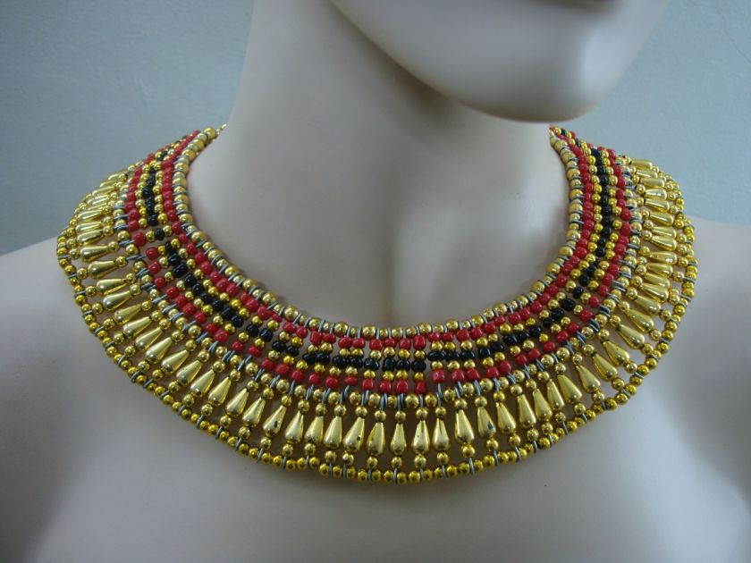   Colorful Beaded Queen Cleopatra Necklace Belly Dance Christmas  