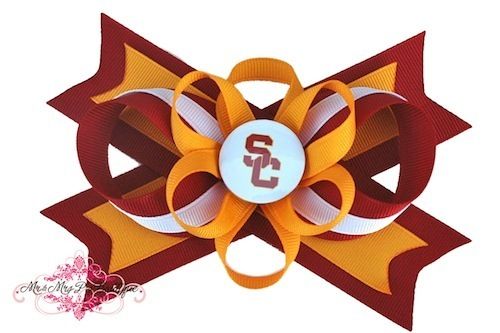 USC Trojans Hair Bow on an Alligator Clip Southern Cal  