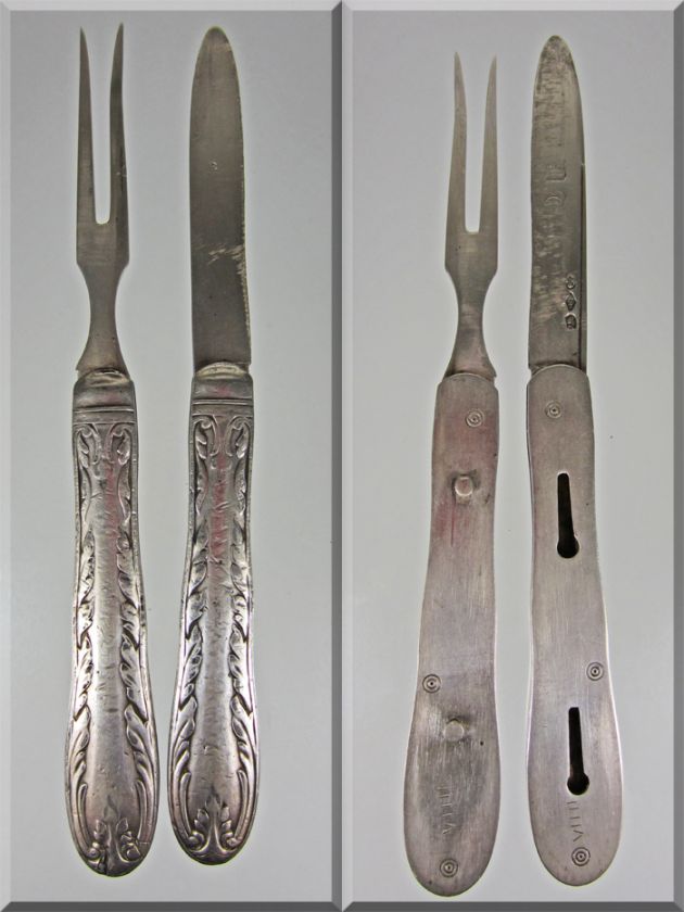   Folding Fruit Knife and Fork SET NoReserve ~ RARE / UNUSUAL  